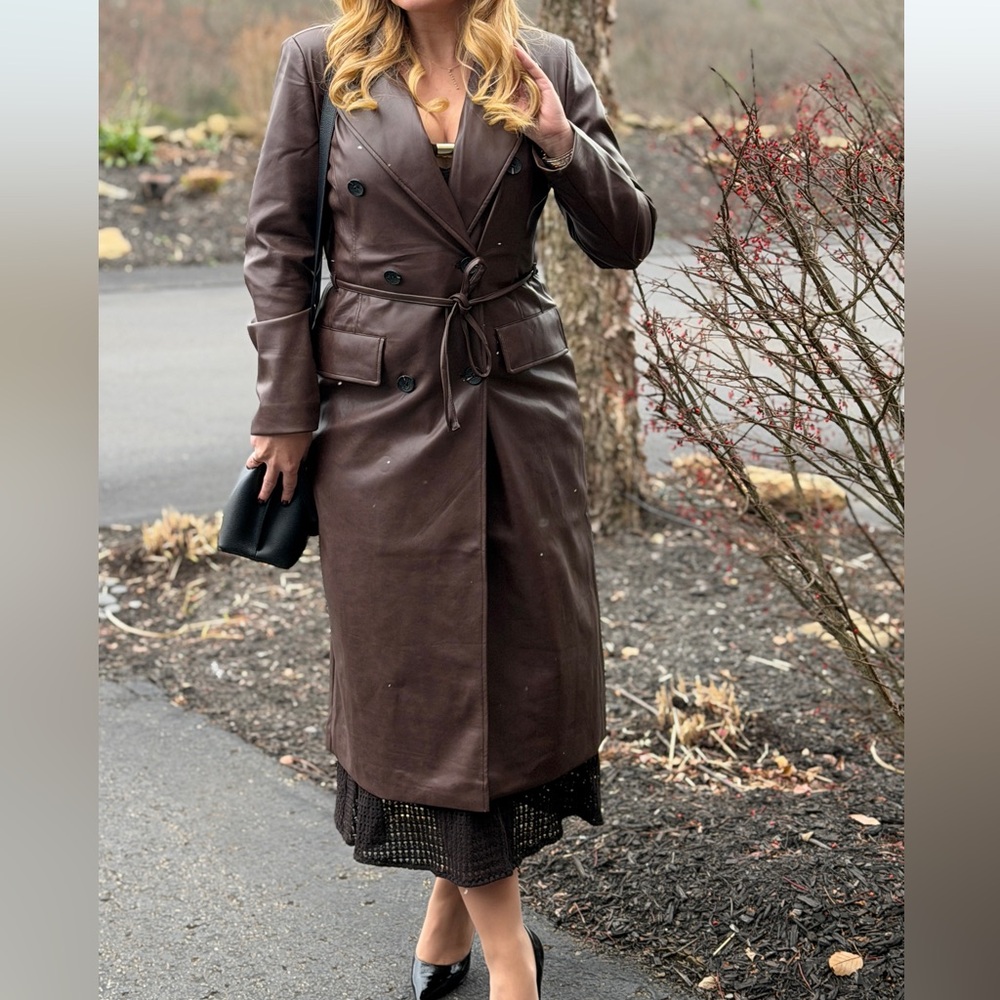 Avec Les Filles Dark Brown Leather Trench Coat